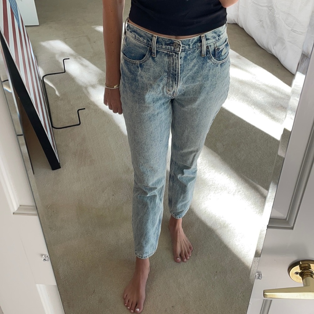 Acid wash high rise mom jeans